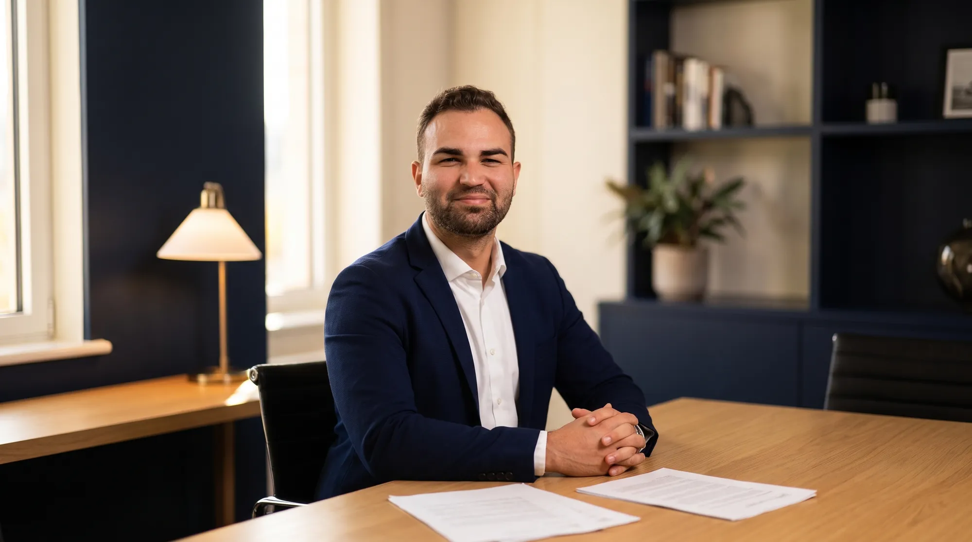 André Pascal Tito, unabhängiger Finanzberater bei SmarterFinanz, an seinem Schreibtisch